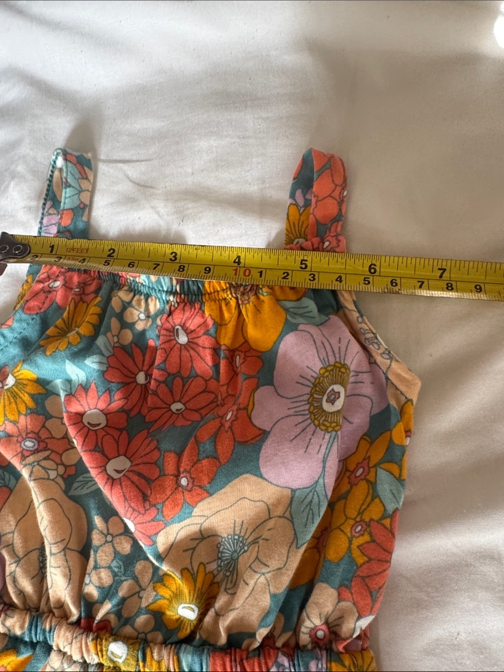 Carter's Floral Multicolor Girls Romper - Teal, Pink, Yellow, Orange - Picture 5 of 6